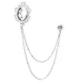 Broche chaîne strass costume homme, insigne de col revers argenté pour chemise mode. - Style 41