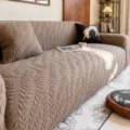 Bruine jacquard elastische bankovertrek, universele stretch beschermende hoes voor bank. - 1-zits (Geschikt voor lengte 90-140 cm) / Qinliu - koffiebruin
