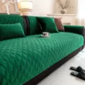 Retro Chenille Sofa Cover Green Quilted Non-Slip Couch Cushion All-Season Protector - 70*70cm / Willow Leaf Weave - Green