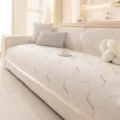 Beige geometric textured sofa cover, anti-slip design with elegant ribbon trim for daily living. - 70*70cm / Yasong Style - Beige