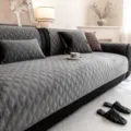 Gray chenille sofa cover with quilted rhombus pattern, non-slip textured cushion for home. - 70*70cm / Willow Leaf Weave - Grey