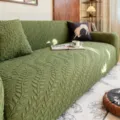 Green textured stretch sofa cover, all-inclusive universal slipcover for living room. - Qinliu - Green