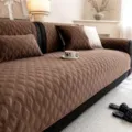 Retro brown chenille sofa cover set, universal anti-slip seat cushion and backrest cloth. - 70*70cm / Willow Leaf Weave - Brown