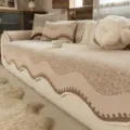 Βintage στυλ κάλυμμα καναπέ αντιολισθητικό υφασμάτινο για διακόσμηση σαλονιού. - 70*70cm / Κυματιστό Μοτίβο Ανοιχτό Καφέ