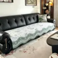 Copridivano in ciniglia stile vintage con elegante motivo floreale, fodera antiscivolo - 70*70cm / Stile Fei Hua - verde