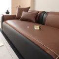 Summer cooling rattan sofa mat set, breathable non-slip couch cover cushions for living room - 60*60cm / Su Ran Style - Coffee