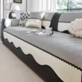 Summer ice silk sofa cushion cover, black and white wavy design, anti-slip mat for couch. - 70*70cm / Light Gray