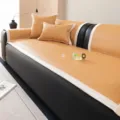 Summer cooling rattan sofa cushion cover, anti-slip mat variant in brown and beige. - Su Ran Style - Yellow