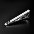 Élégante pince à cravate creuse en métal argenté pour homme, accessoire de mode chic. - Argent Ajouré