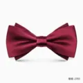 Farfallino bordo in satin per uomo, elegante doppio strato per abito da sposo formale. - Bordeaux Raso (2703)