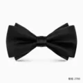 Farfalla nera in raso da uomo matrimonio abito formale elegante accessorio di moda - Nero Raso (2700)