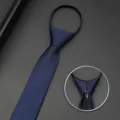 Cravatta slim con zip da uomo blu scuro a righe accessorio di moda formale business - Blu scuro