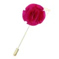 Épingle de revers rose en tissu avec feuille dor et longue aiguille pour chemise de costume homme. - Rose