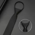 Cravatta con cerniera stretta nera uomo affari matrimonio cravatta facile stile 6cm - Nero