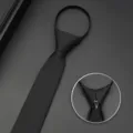 Cravatta nera con cerniera 6cm stretta affari casual matrimonio cravatta da uomo. - Nero