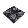 Zwarte bloemige pochet voor heren zakelijke stijl elegante zakdoek mode accessoire. - Groot Vierkant / Zwart Grijs Blauw(9436)