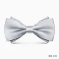 Farfallino argento uomo matrimonio formale abito smoking accessorio colore solido. - Grigio Argento Raso (2706)