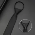 Cravatta con cerniera stretta nera 6cm uomo affari matrimonio stile casual elegante. - Nero