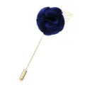 Exquise broche de rose en tissu bleu avec longue épingle dorée pour costume chemise col - Bleu