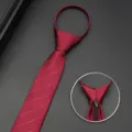 Cravatta stretta con zip bordeaux, elegante cravatta preannodata da uomo 6cm - Borgogna