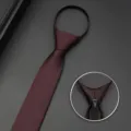 Cravatta con cerniera sottile bordeaux uomo 6cm affari professionale cravatta facile formale - Borgogna