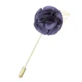 Exquise broche de fleur en tissu violet avec longue aiguille doree pour costume d'homme - Violet foncé