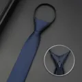 Cravatta con zip blu da uomo 6cm stretta business professionale cravatta facile - Blu scuro