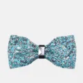 Farfallina strass uomo cristallo brillante matrimonio festa sposo formale cravatta blu - Blu Fresco
