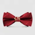 Elegante rote Herrenfliege mit stilvoller goldfarbener Metallschleife für formelle Anlässe. - Fliege-2161