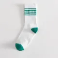 Calze sportive lunghe bianche da uomo con strisce verdi e tallone, comodi calzini di tendenza. - Taglia unica / Bianco BEY