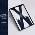 Bretelles élastiques pour femmes en X avec clips métalliques et coffret cadeau mode - Bleu Foncé (Forme en X)
