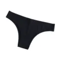 Close-up detail of black seamless ice silk thong, ultra-thin and breathable low-waist style. - S / Black