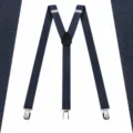 Bretelles élastiques pour femmes bleu foncé rétro bretelles avec solides clips en métal. - Gris Poussière