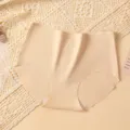 Women's ice silk seamless mid-waist briefs with antibacterial crotch for daily wear. - M (40-50kg) / Nude