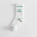 Calzini sportivi bianchi da uomo con righe verdi e stampa streetwear casual di moda - Taglia unica / Bianco WEA