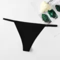 Women seamless thong low rise sexy string underwear breathable ice silk black panty - S / Black