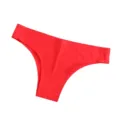 Detailed view of seamless red ice silk low-waist briefs, highlighting smooth fabric. - Red