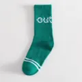 Calze sportive da uomo verdi a metà polpaccio con righe bianche e lettering lavorato. - Taglia unica / Verde out