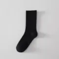 Calcetines negros de canalé de media caña para hombre, calcetines deportivos de algodón. - Talla única / Sobre la rodilla / Negro