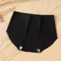 Women seamless ice silk mid-waist briefs antibacterial breathable black underwear M - M (40-50kg) / Black