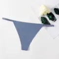 Seamless breathable ice silk thong in blue, sexy low-waist women active G-string. - S / Blue