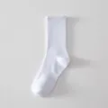 Calcetines blancos de algodón de tubo medio para hombre y mujer, deportivos y transpirables. - Talla única / Sobre la rodilla / Blanco