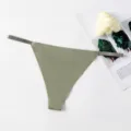 Women seamless sexy thong breathable ice silk low waist sports string underwear plus size - S / Green