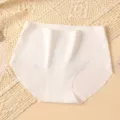 Women's seamless ice silk mid-waist briefs antibacterial breathable comfortable white underwear - M (40-50kg) / White