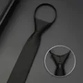 Cravatta nera stretta 6cm con cerniera per uomo lavoro affari matrimonio moda chic - Nero