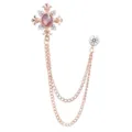 Broche croix or rose avec chaîne pampille cristal costume col épingle bijoux homme - Style 57