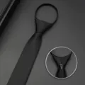 Cravatta stretta nera da 6 cm con cerniera per uomo, cravatta casual per matrimoni d'affari. - Nero