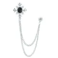 Broche croix gothique argentée avec double chaîne strass pour col de costume homme - Style 58