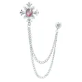 Broche chaîne de revers rétro pour homme avec pierre rose et cristaux strass pour col costume. - Style 61