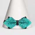 Farfallina strass verde menta per bambini, fiocco luminoso per feste e spettacoli teatrali. - Farfallino Appuntito (S332)